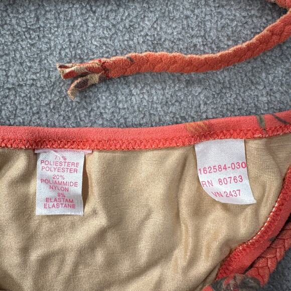 Pin Up Stars Beaded Pineapple String Bikini Womens Large Braided Coral Faux Sued - Picture 4 of 10